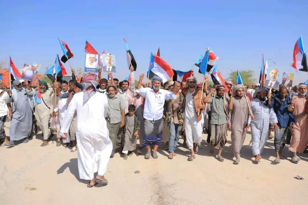وقفة لأبناء وادي حضرموت مؤيدة للقوات المسلحة الجنوبية
