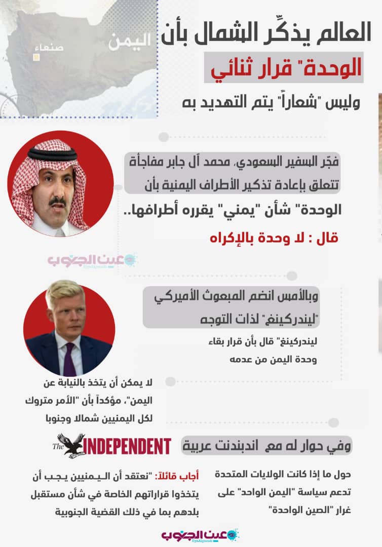 العالم يذكر ‎الشمال بان ‎الوحدة قرار ثنائي