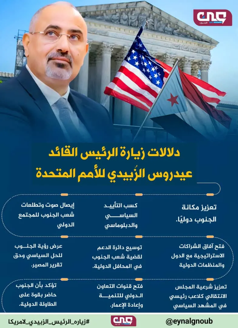 دلالات زيارة الرئيس القائد عيدروس الزُبيدي للأمم المتحدة