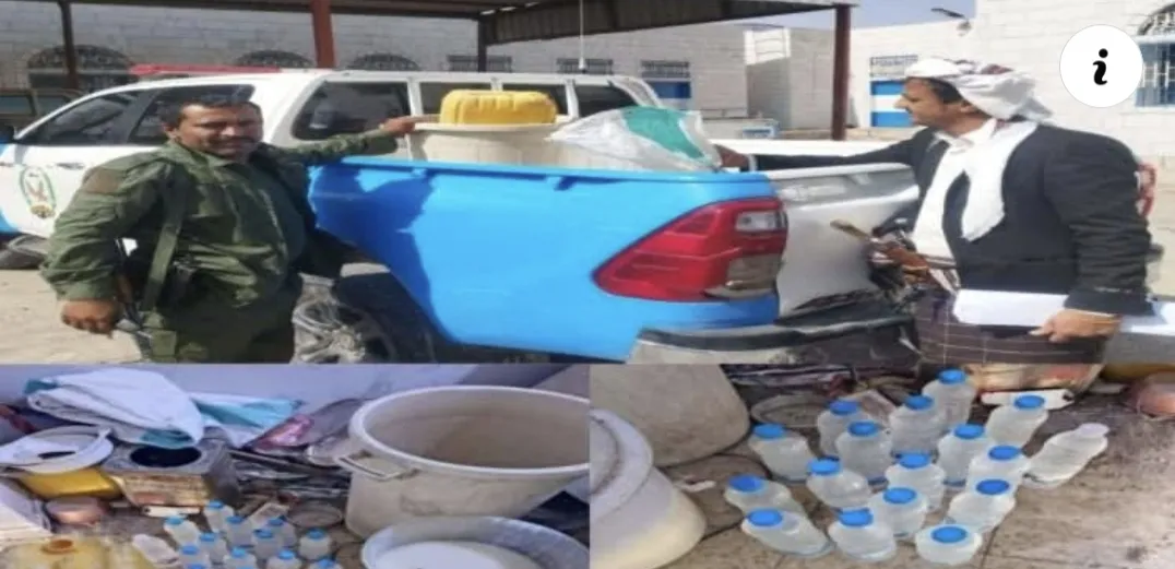 أمن محافظة شبوة يضبط مصنع خمر محلي في مدينة عتق