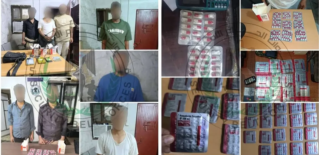 قوات حزام عدن تضبط عصابة متورطة في ترويج مادة البريجبالين المخدرة