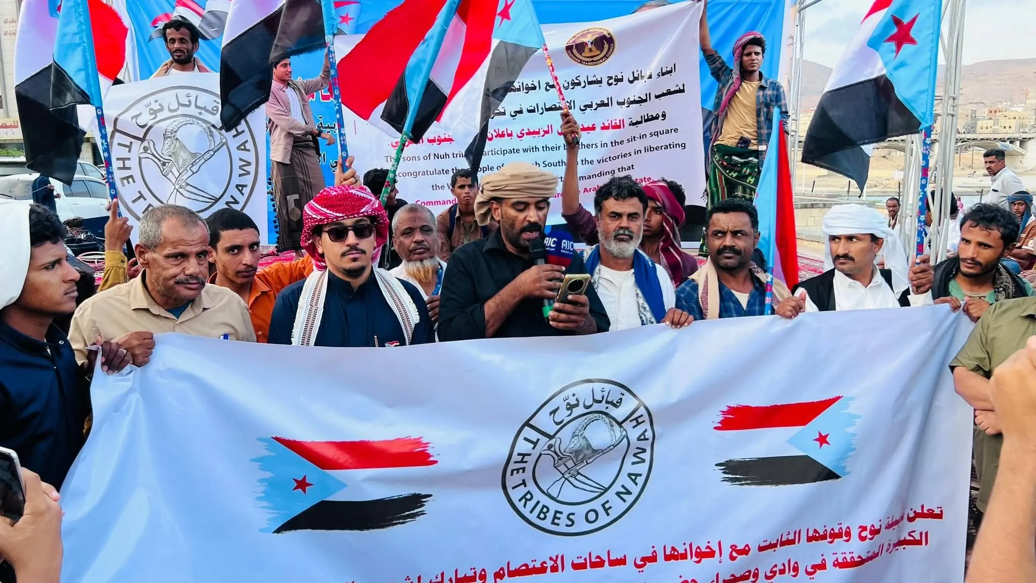 وفد من قبائل نوح يعلن انضمامه إلى مخيم الاعتصام المفتوح بالمكلا