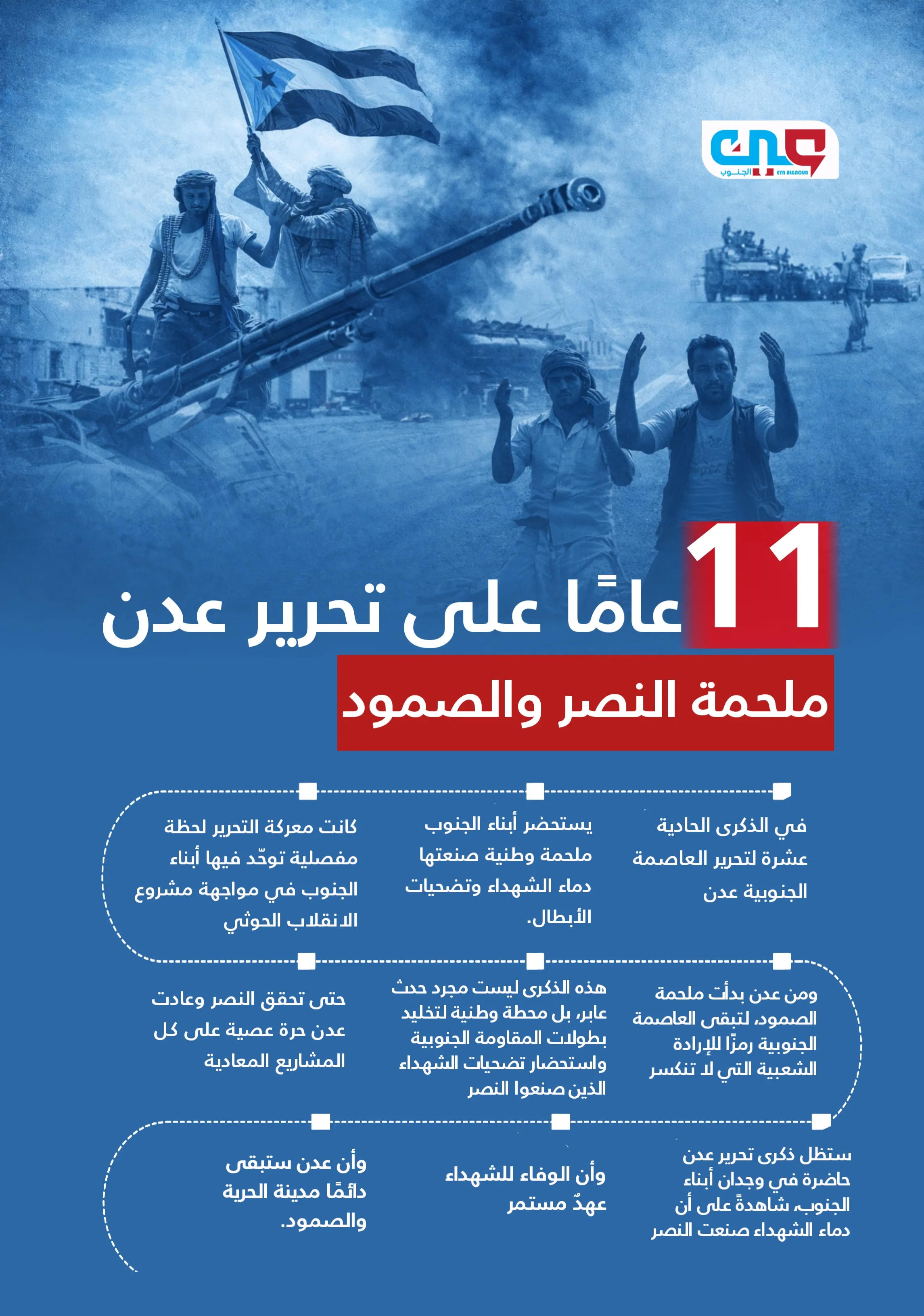 11 عاما من الكرامة الوطنية.. ‫#عدن‬ أيقونة الخلاص واستعادة الهوية
